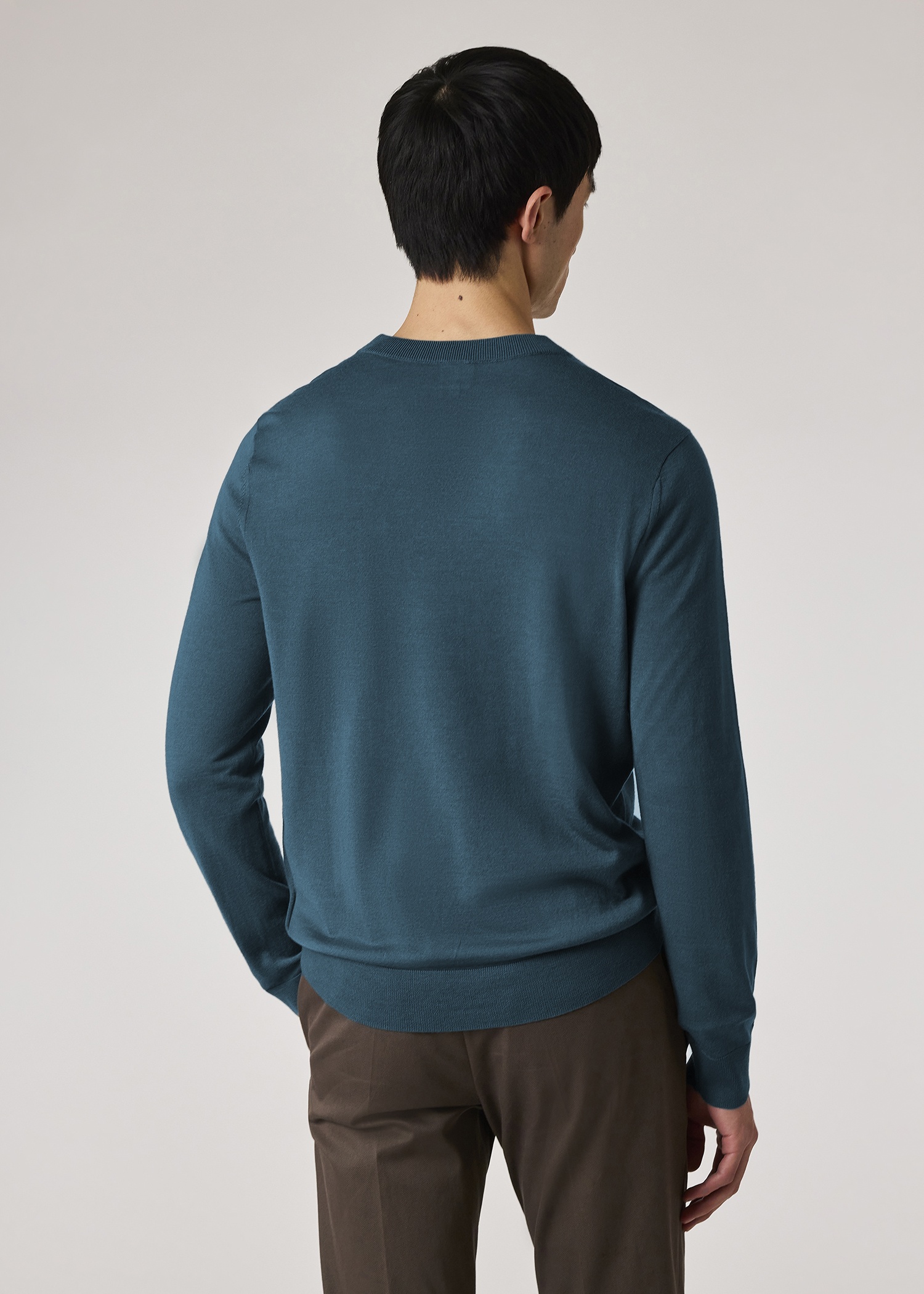 Slate Green Merino Wool V-Neck Sweater - 3