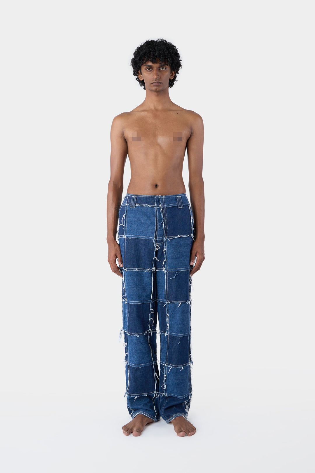 PATCHWORK STRAIGHT PANTS / denim - 5