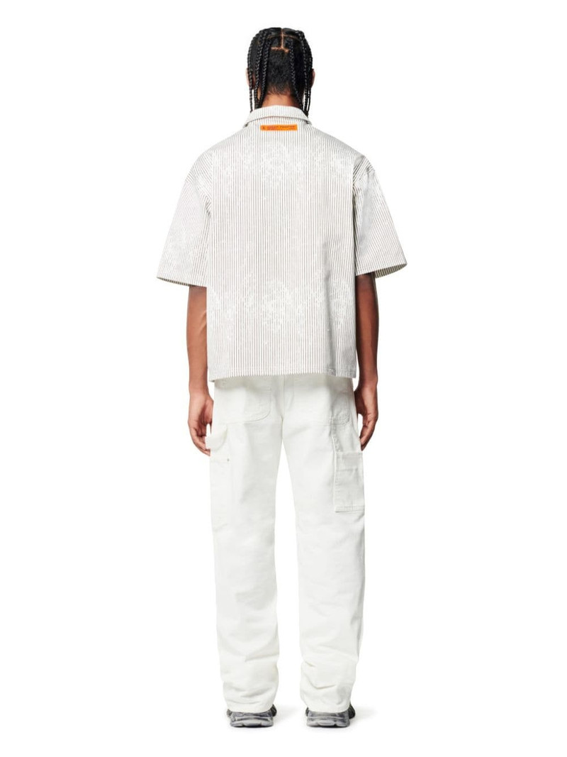 Stripe Canvas Ss Zip Shirt 4