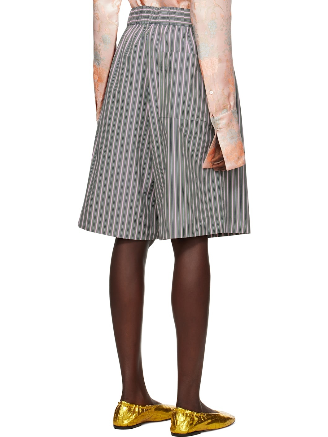 Green & Pink Striped Shorts - 3