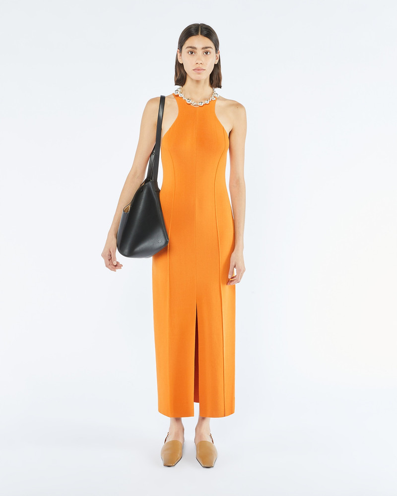 ELIA - Fitted halterneck midi dress - Orange - 1