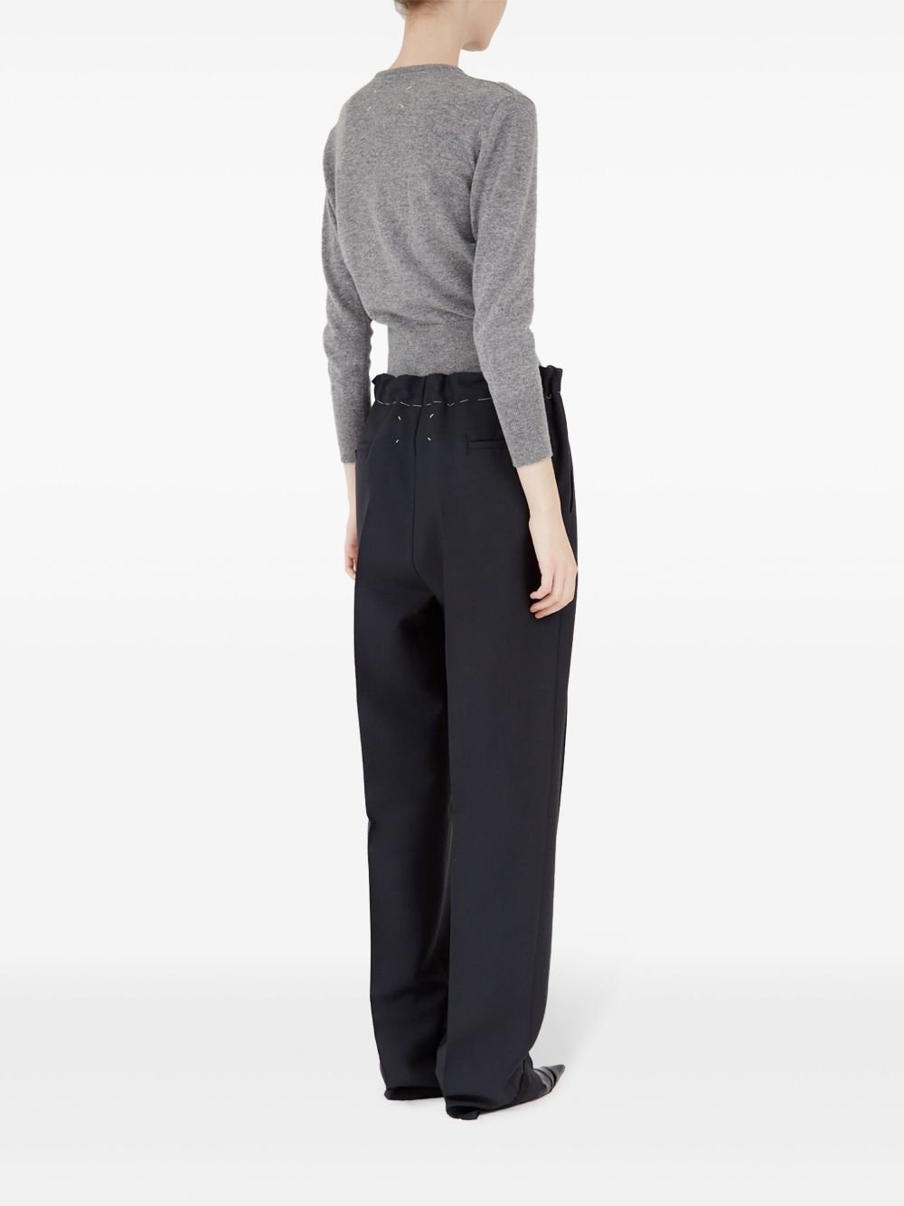 drawstring pressed crease trousers - 4