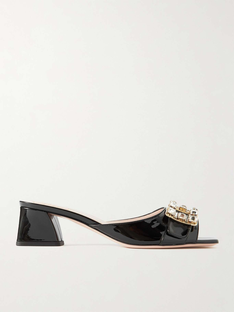 Bikiviv crystal-embellished patent-leather mules - 1