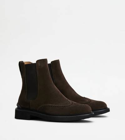 Tod's ANKLE BOOTS IN SUEDE - BROWN outlook