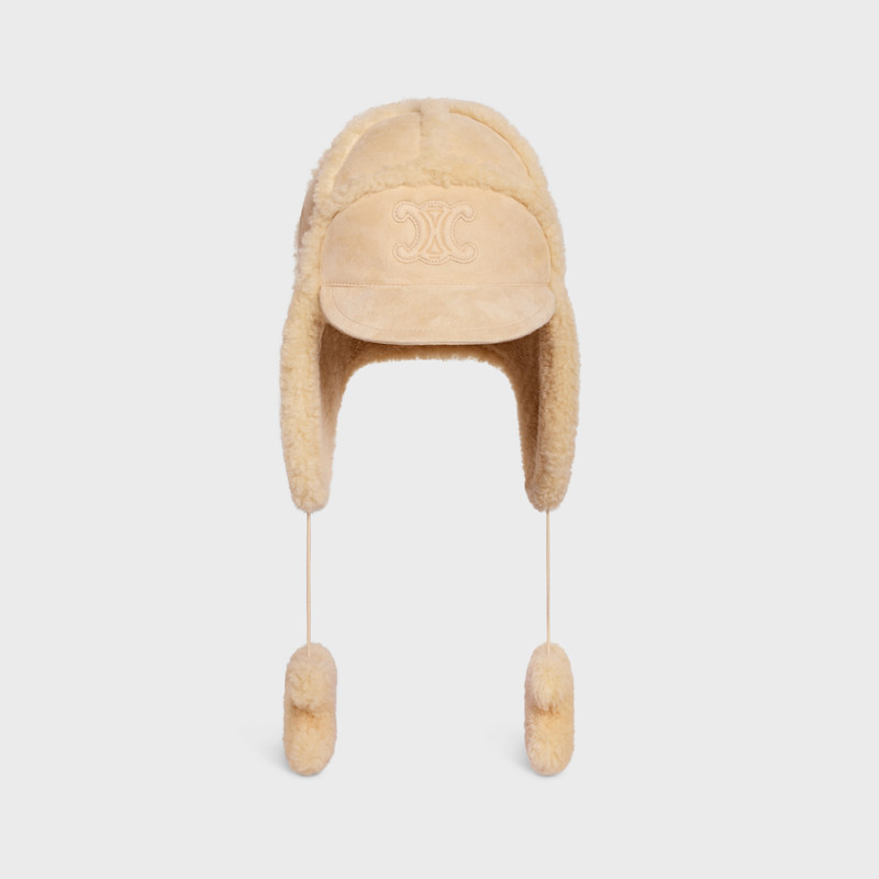CELINE triomphe chapka hat in shearling outlook