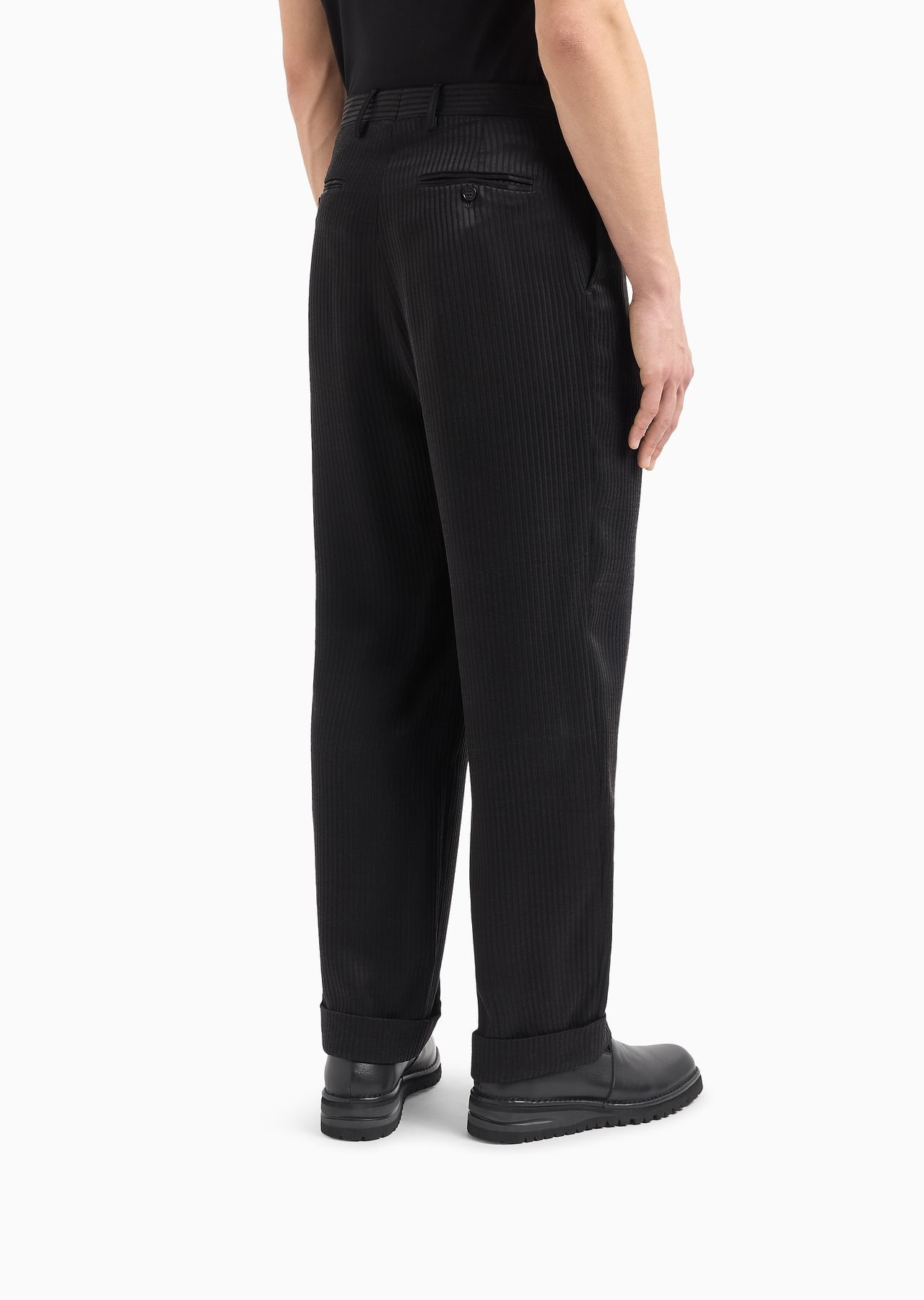 Ribbed cupro single-pleat trousers - 3