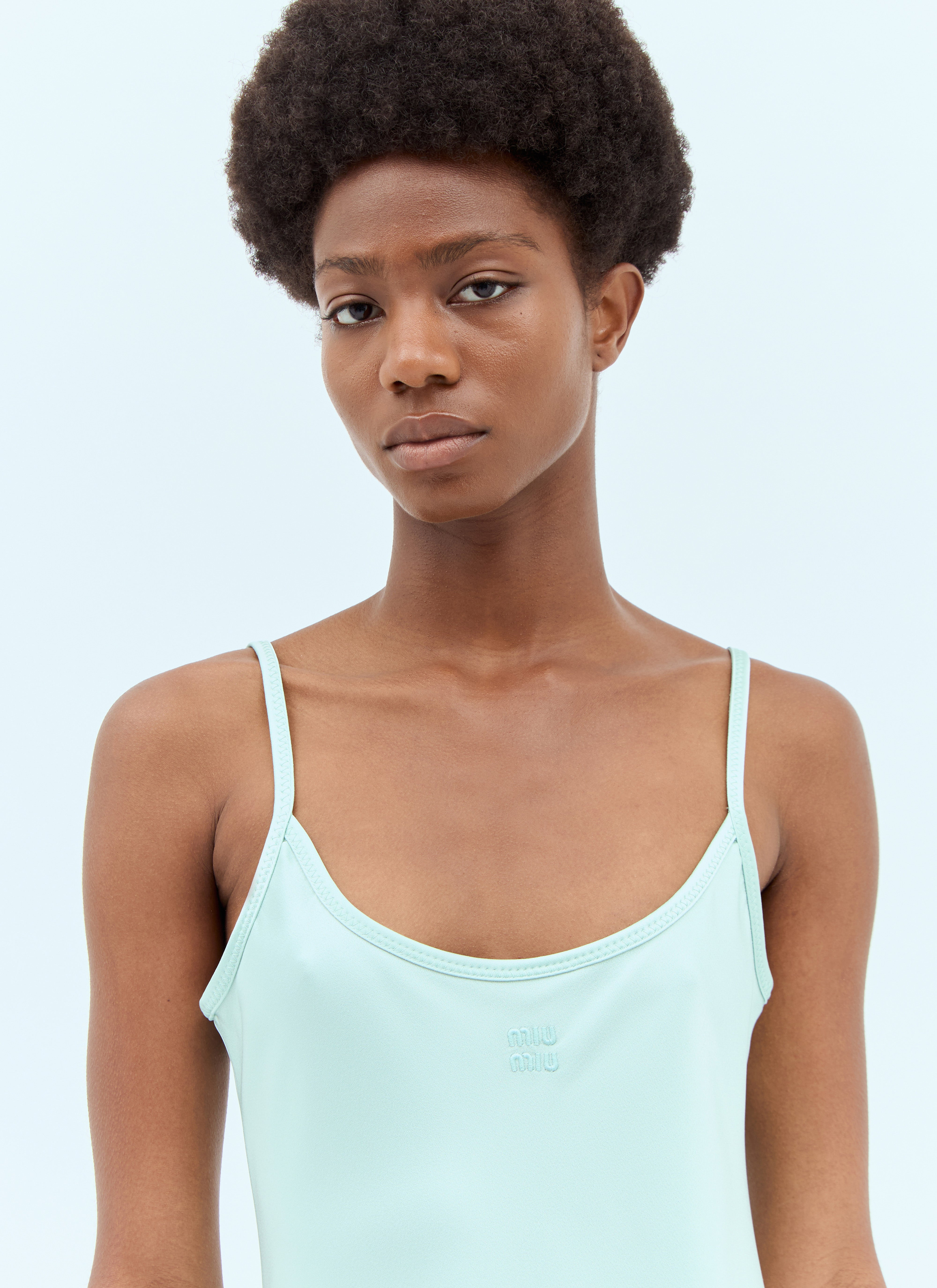 Miu Miu Women Logo Patch Satin Dress - 2