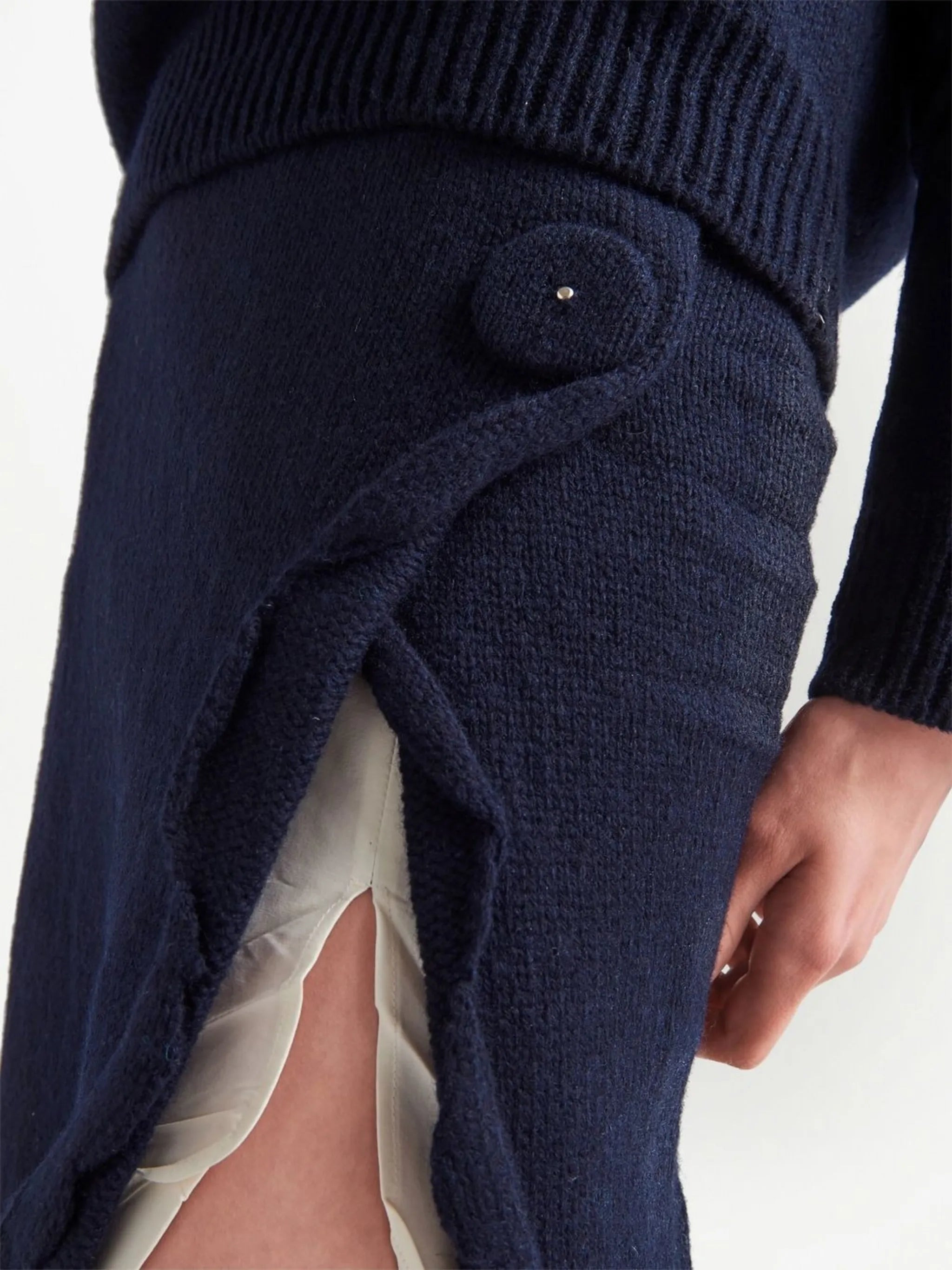 side-split wool-cashmere skirt - 4