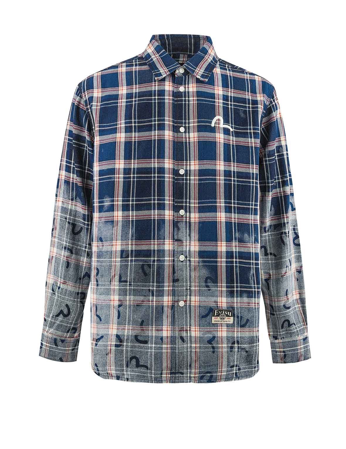 Allover Seagull Print Relax Fit Check Shirt - 10