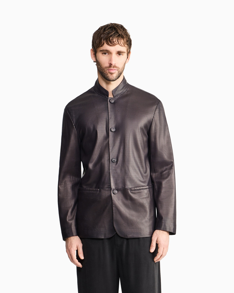 GIORGIO ARMANI SINGLE-BREASTED JACKET IN PERFORATED NAPPA LAMBSKIN outlook