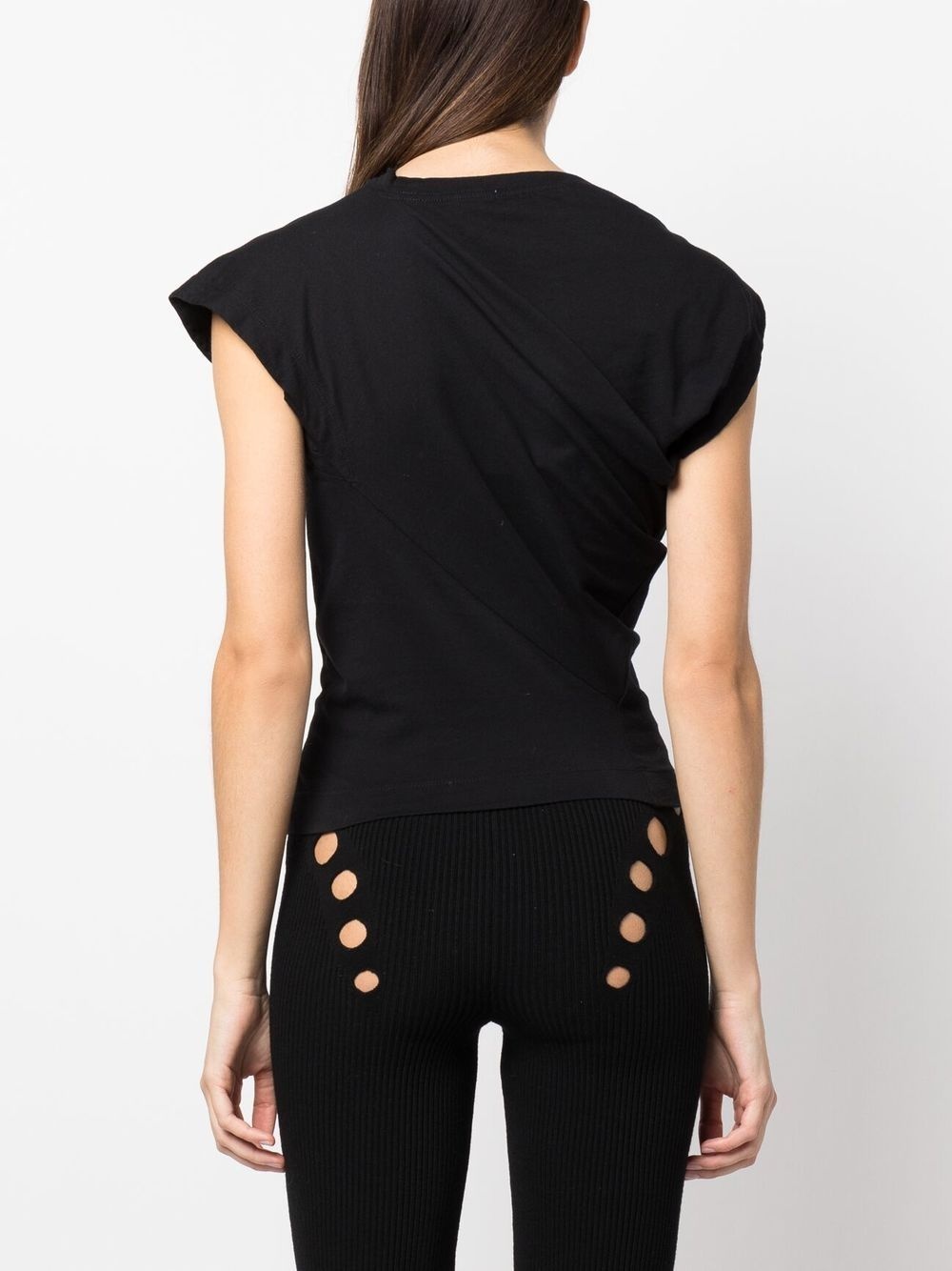 asymmetric draped T-shirt - 4