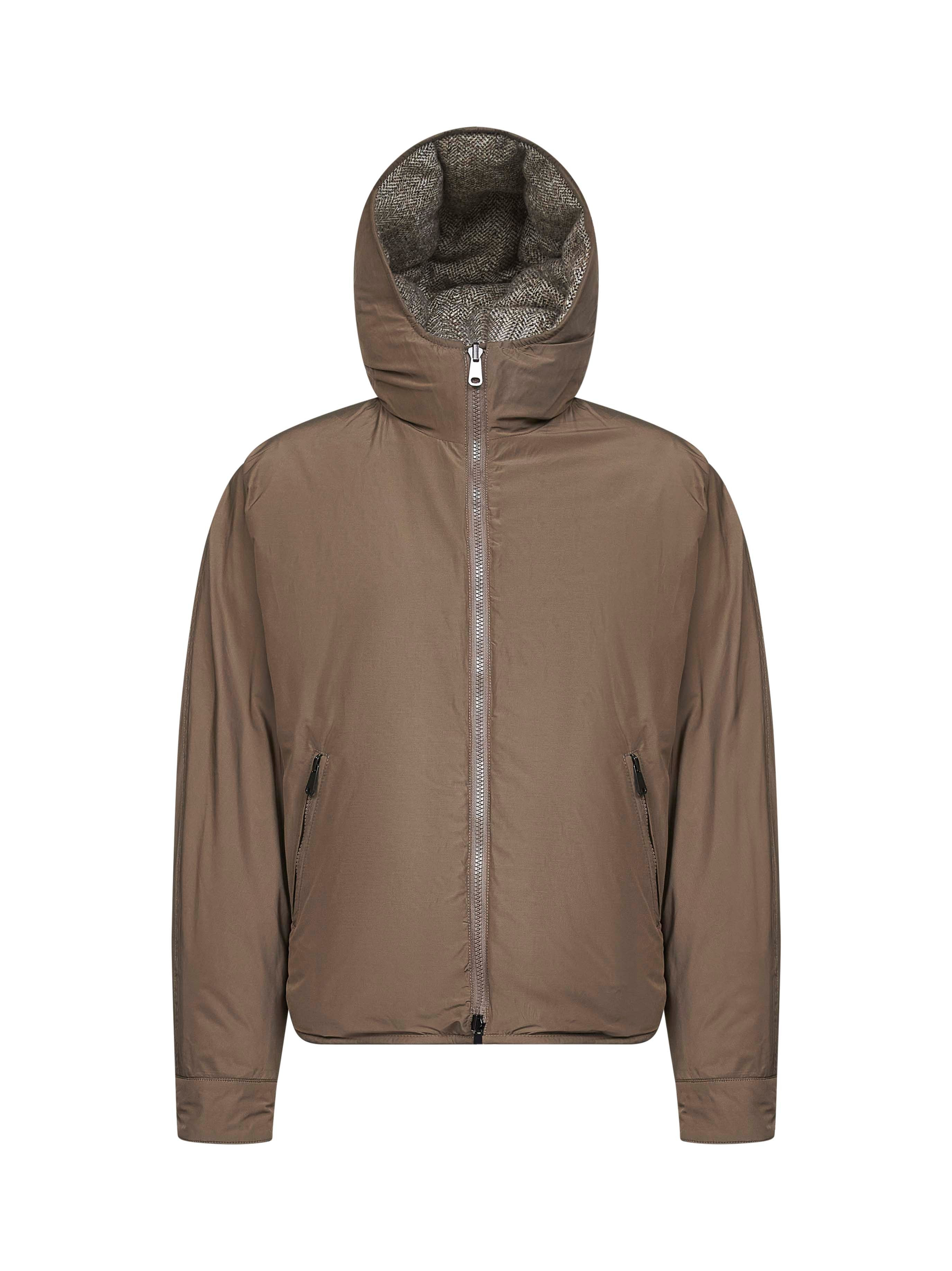 Beige reversible hooded down jacket - 3