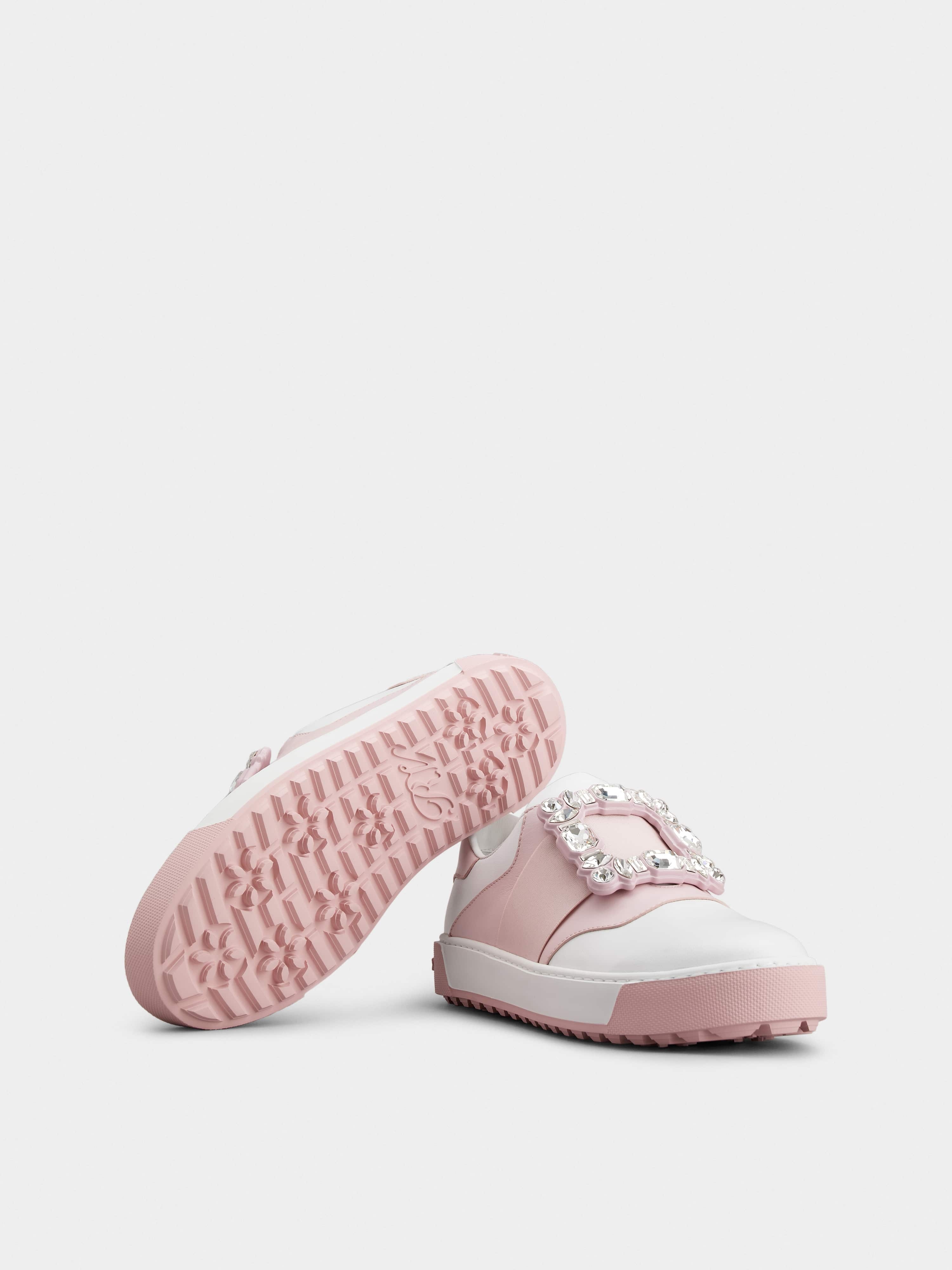 Very Vivier Strass Buckle Sneakers in Leather - 6