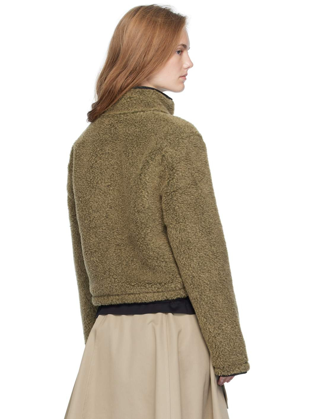 Taupe Cropped Fleece Jacket - 3