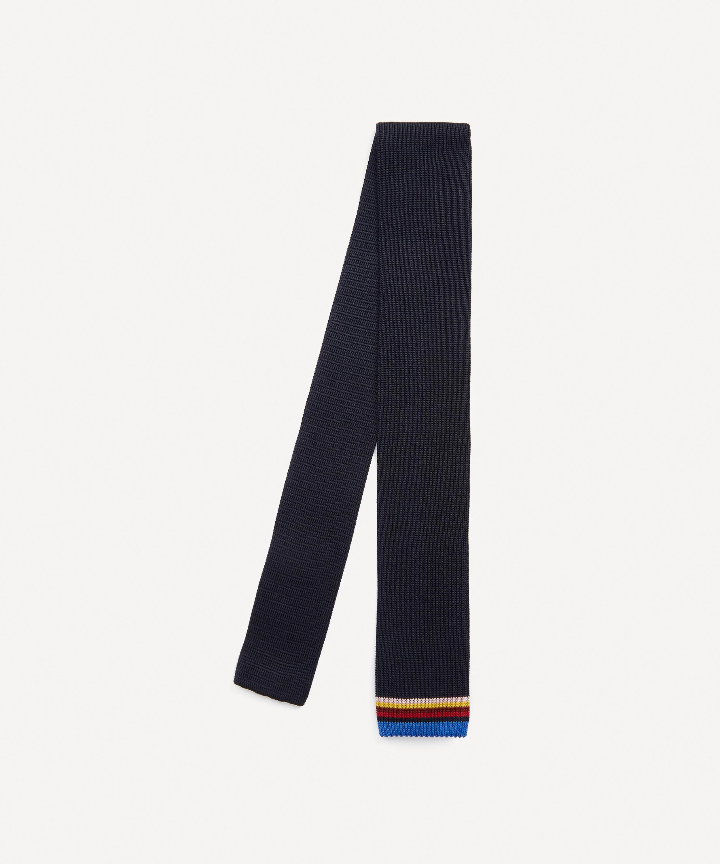 Navy Knit Striped Tie - 1