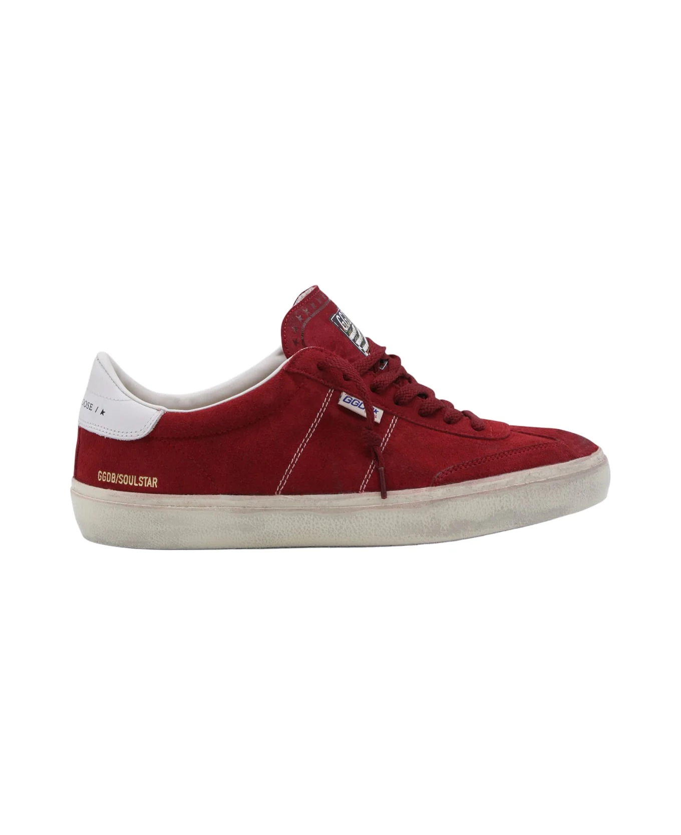Dark Red And White Leather Soul Star Sneakers - 1