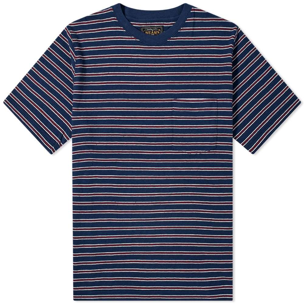 Beams Plus Nep Stripe Pocket Tee - 1