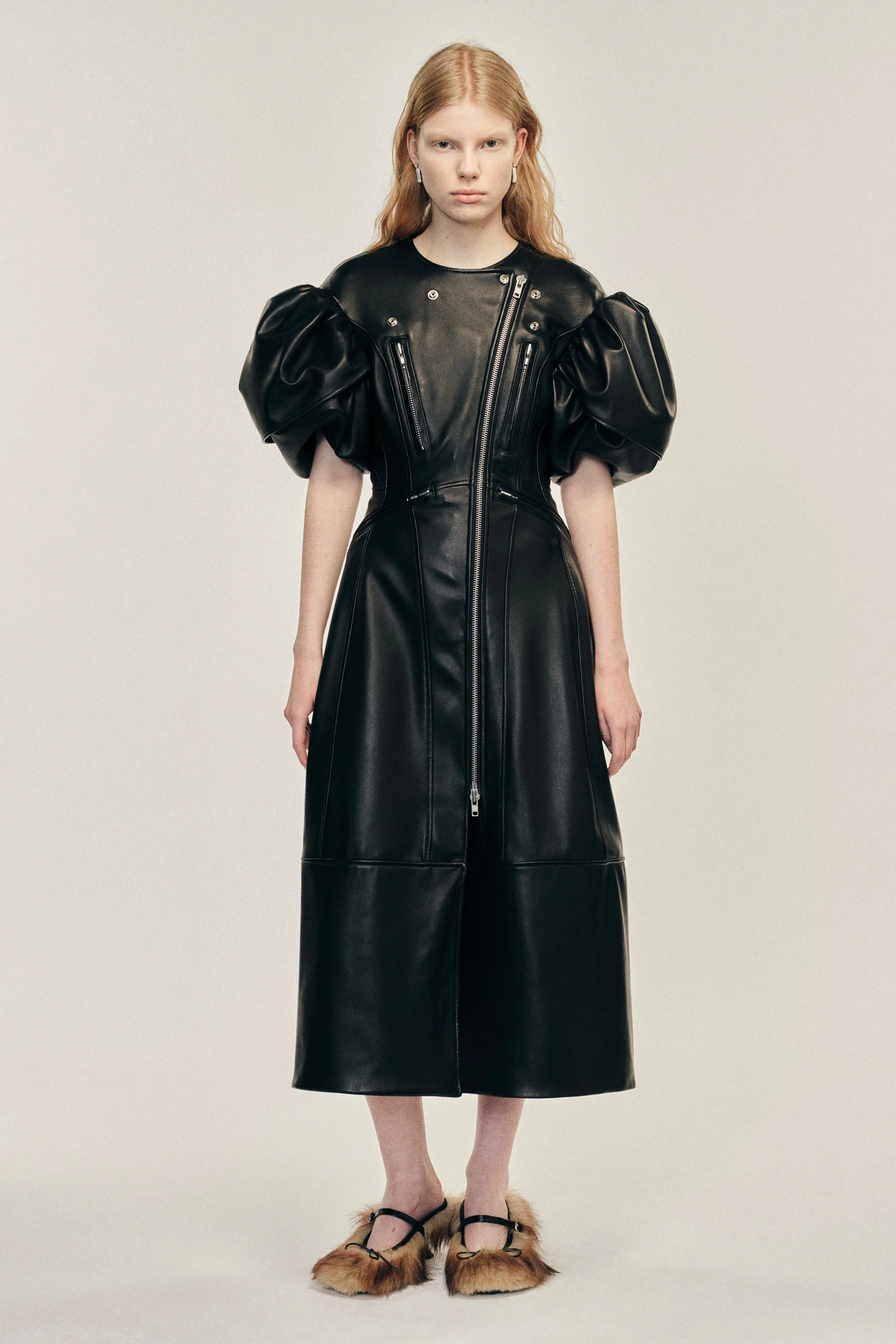 Sculpted Petal Sleeve Biker Dress - 1