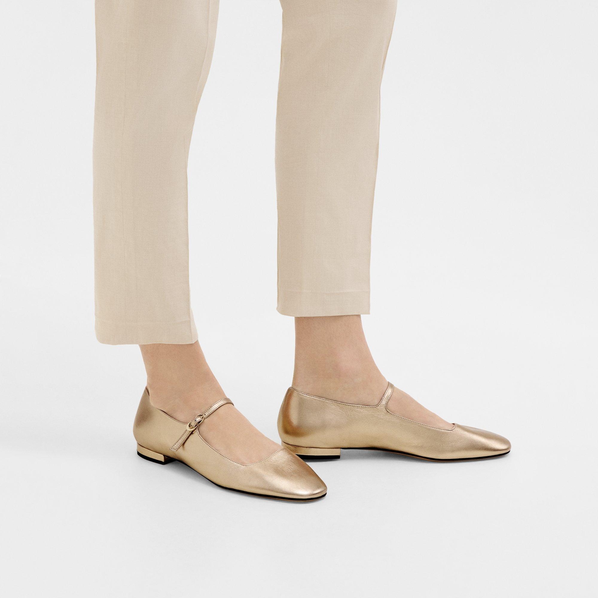 Mary Jane Ballerina Flat in Metallic Leather - 2