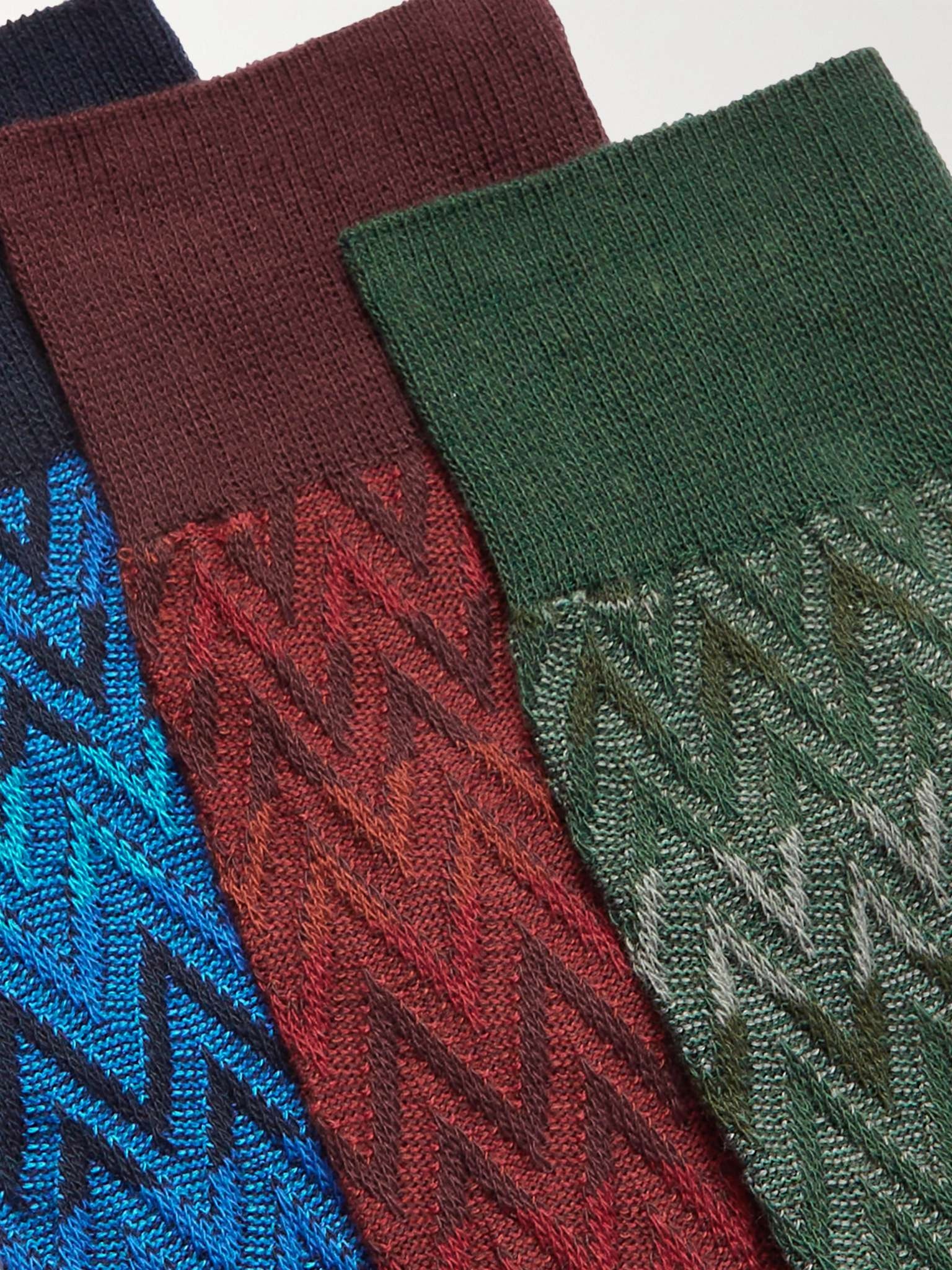 Three-Pack Crochet-Knit Cotton-Blend Socks - 2