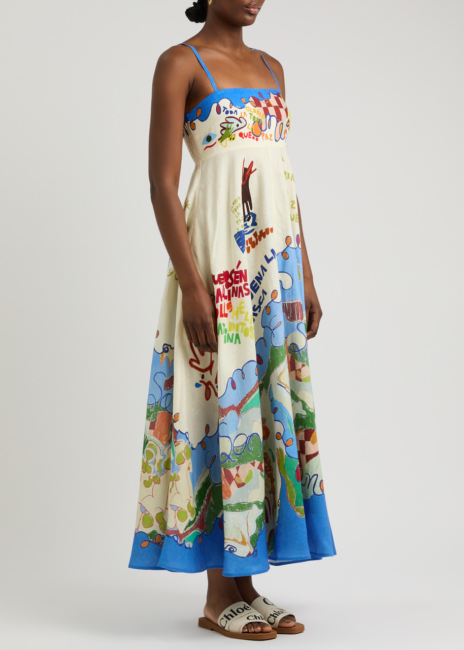 Alemais Nadia Printed Flax Maxi Dress - 2