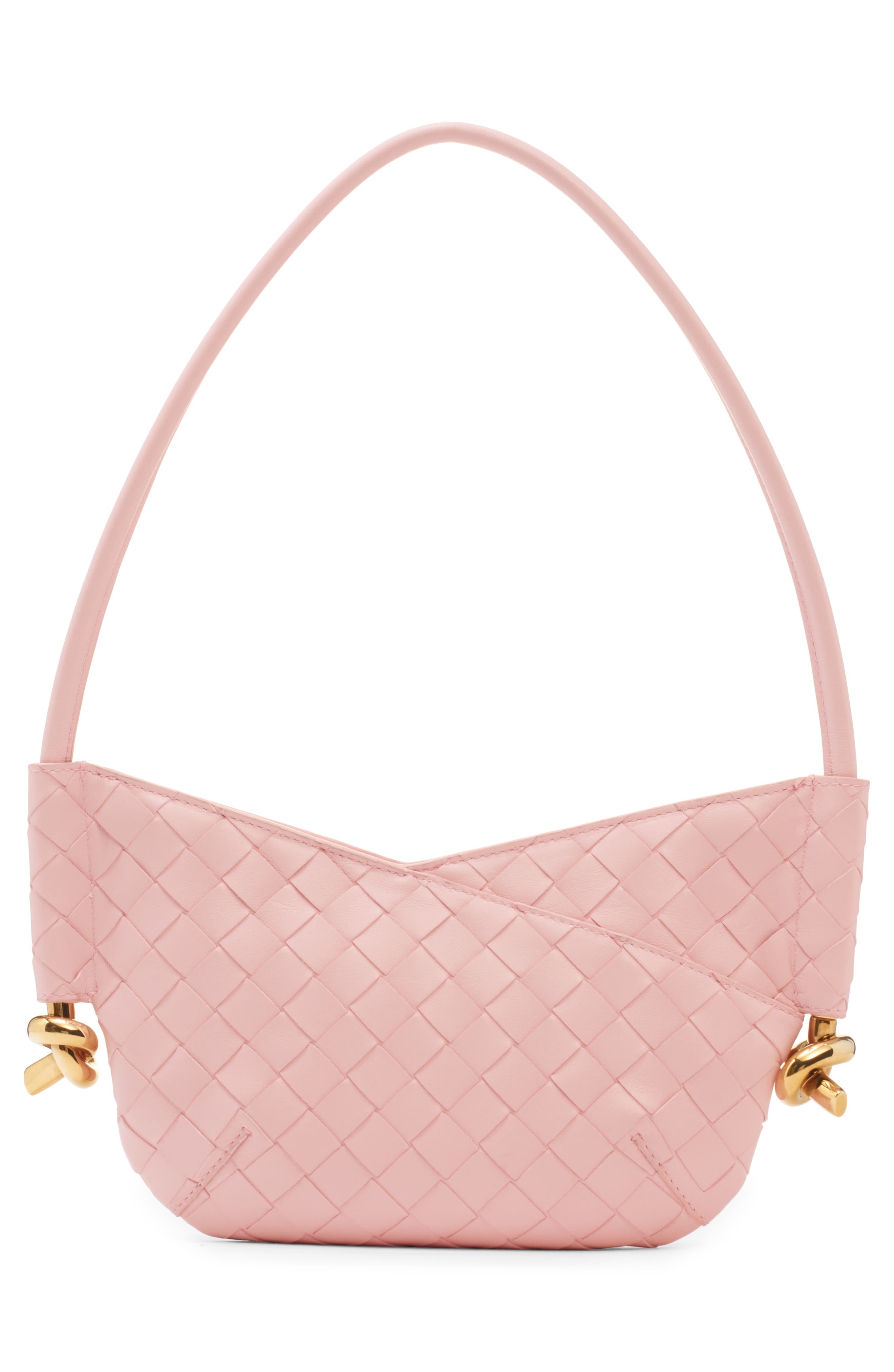 Bottega Veneta Mini Solstice Intrecciato Leather Hobo Bag in 6858 Rose-Muse Brass at Nordstrom - 3