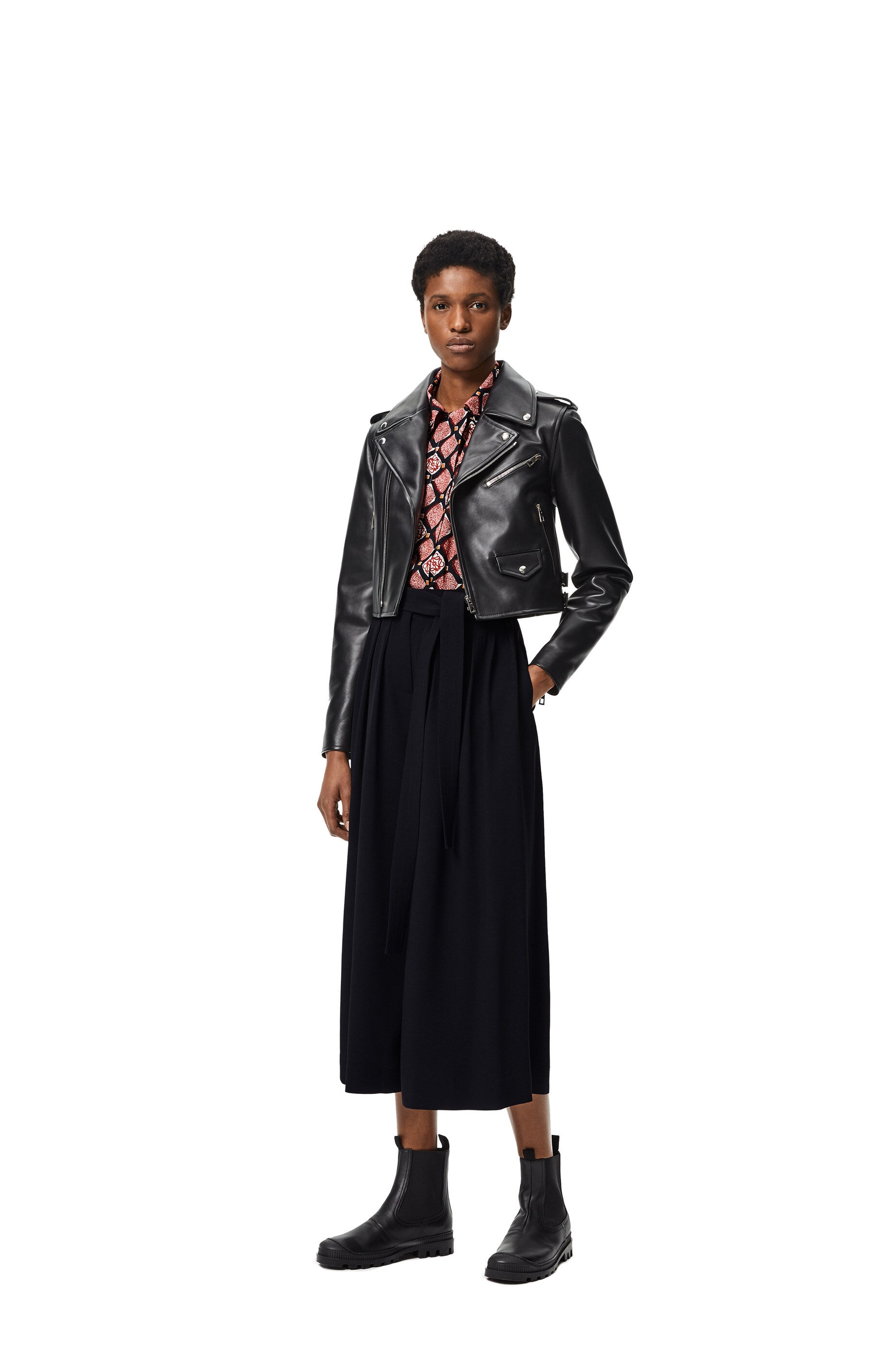 Cropped belted trousers in acetate and viscose - 2