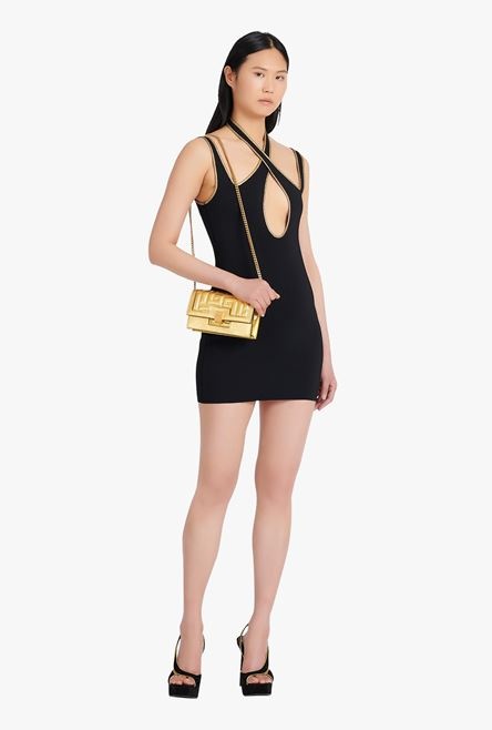 Short black and gold knit dress - 2