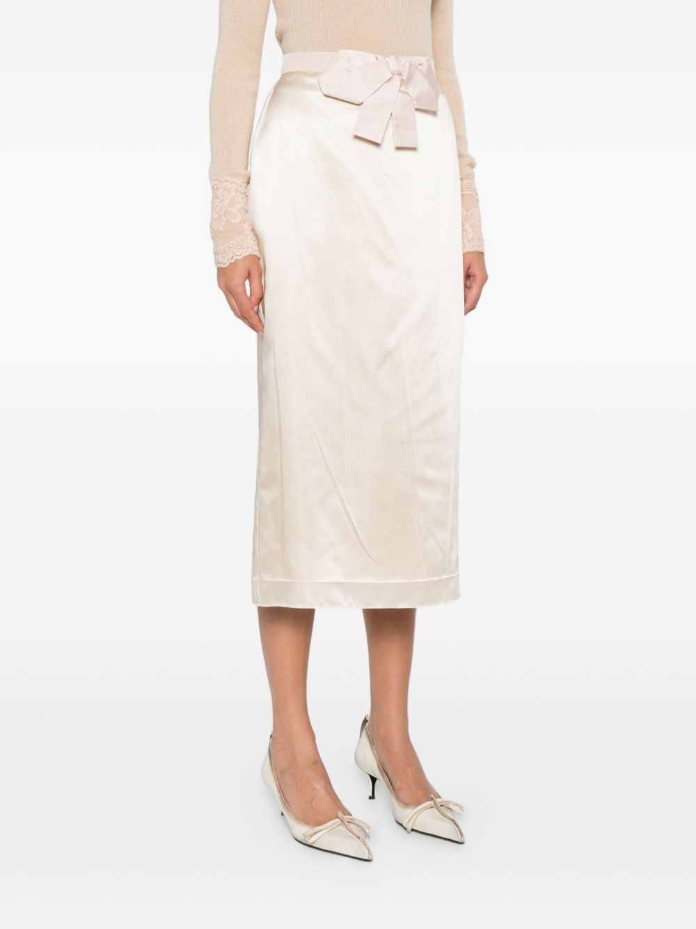 bow-detail silk skirt - 3