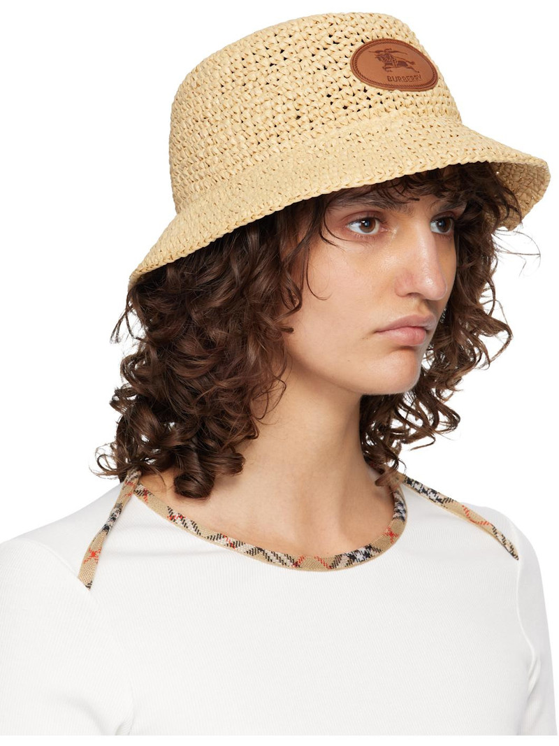 Burberry Beige Knight Stamp Raffia-Effect Bucket Hat outlook