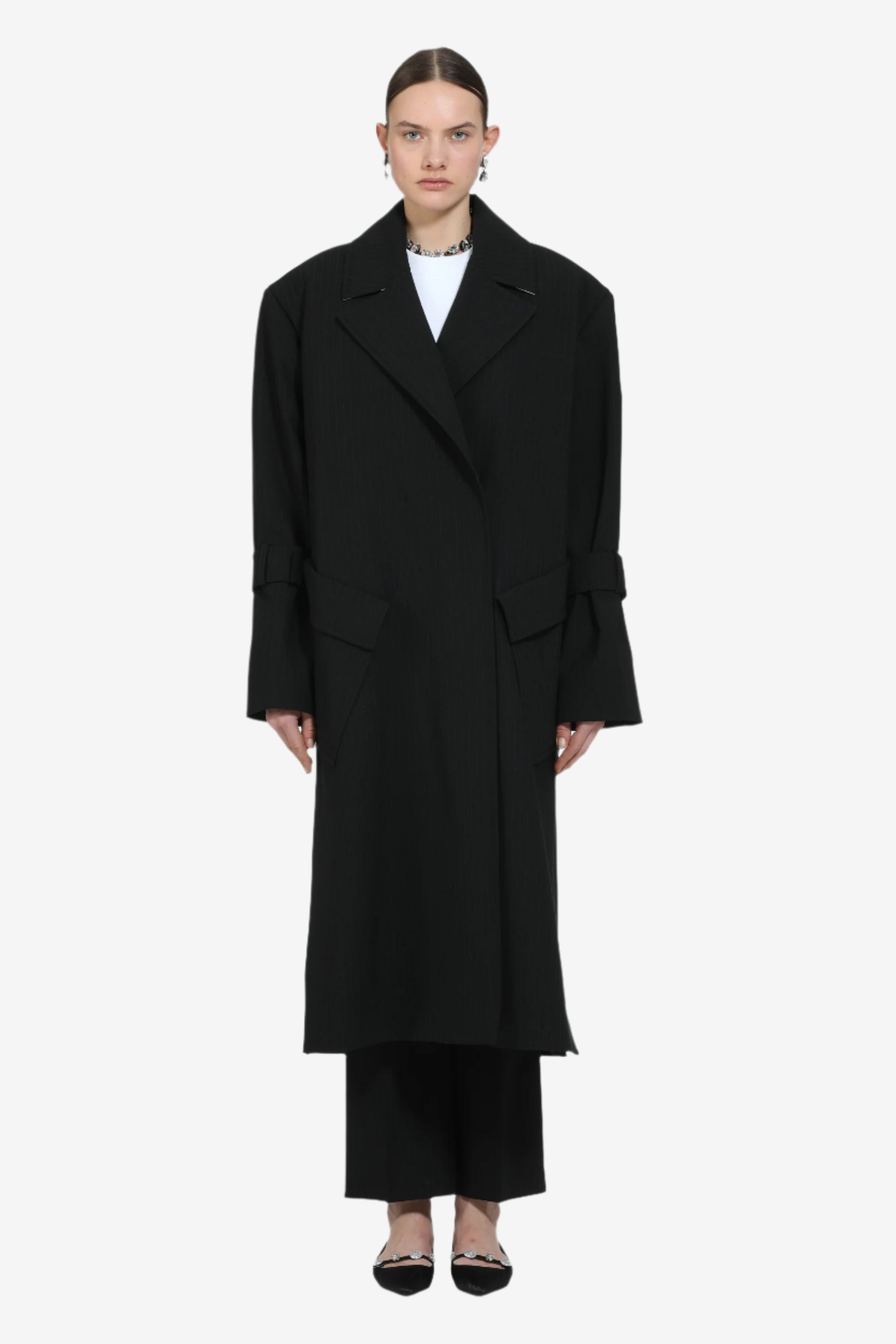 OVERSIZED LONG COAT WITH WIDE LAPELS - 1