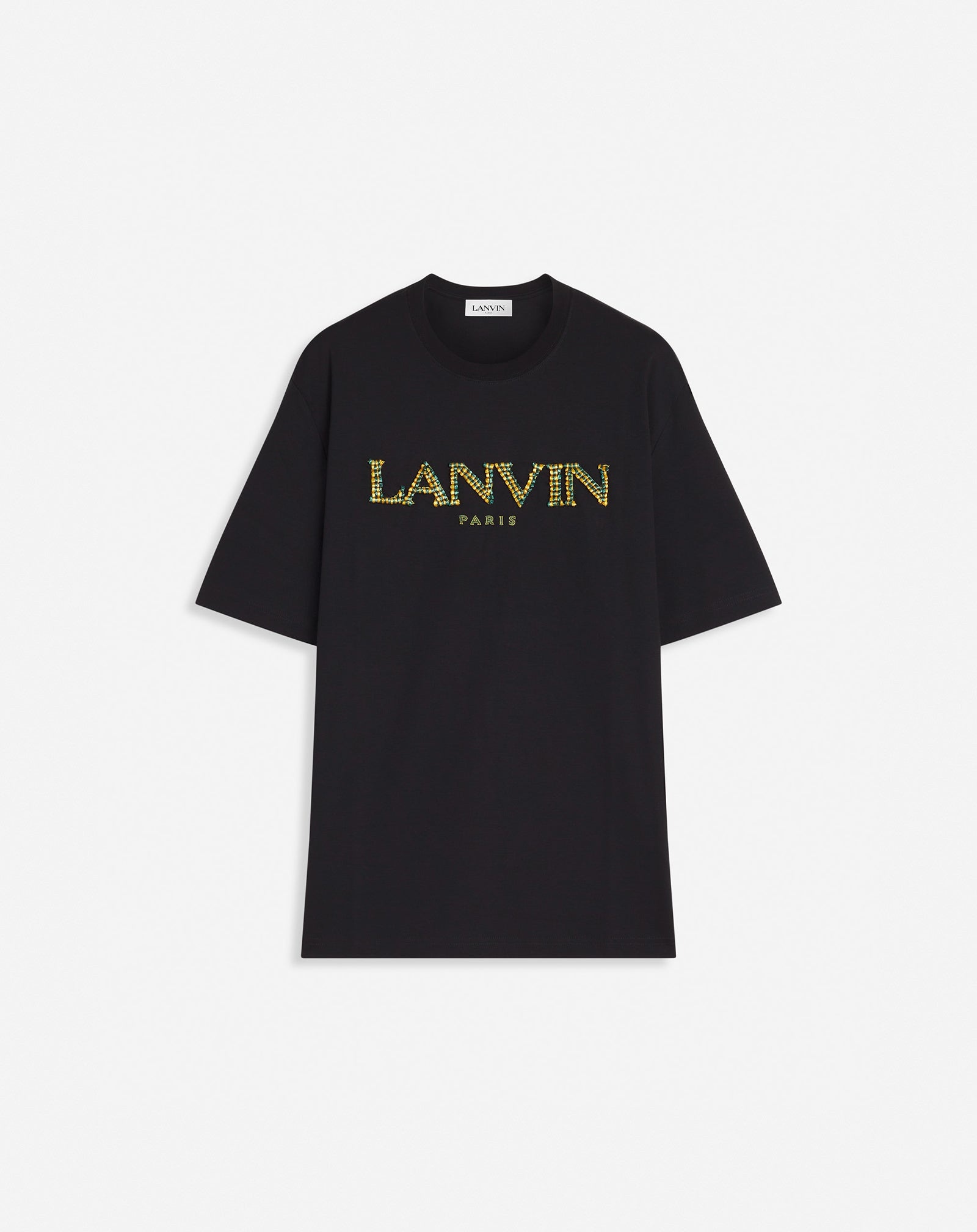 CLASSIC T-SHIRT WITH RAFFIA LANVIN PARIS EMBROIDERY - 1