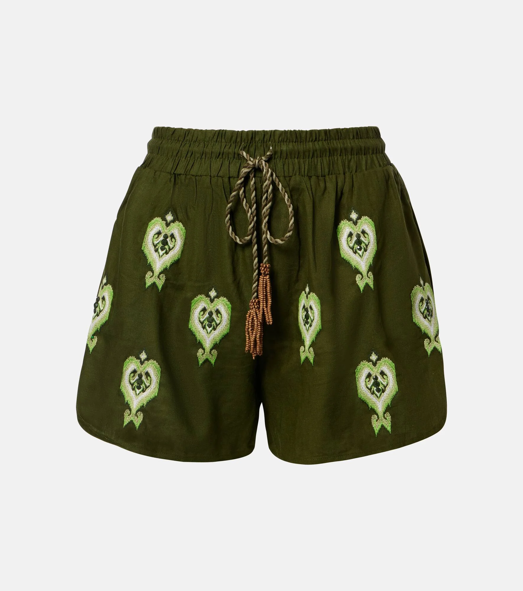 Embroidered linen-blend shorts - 1