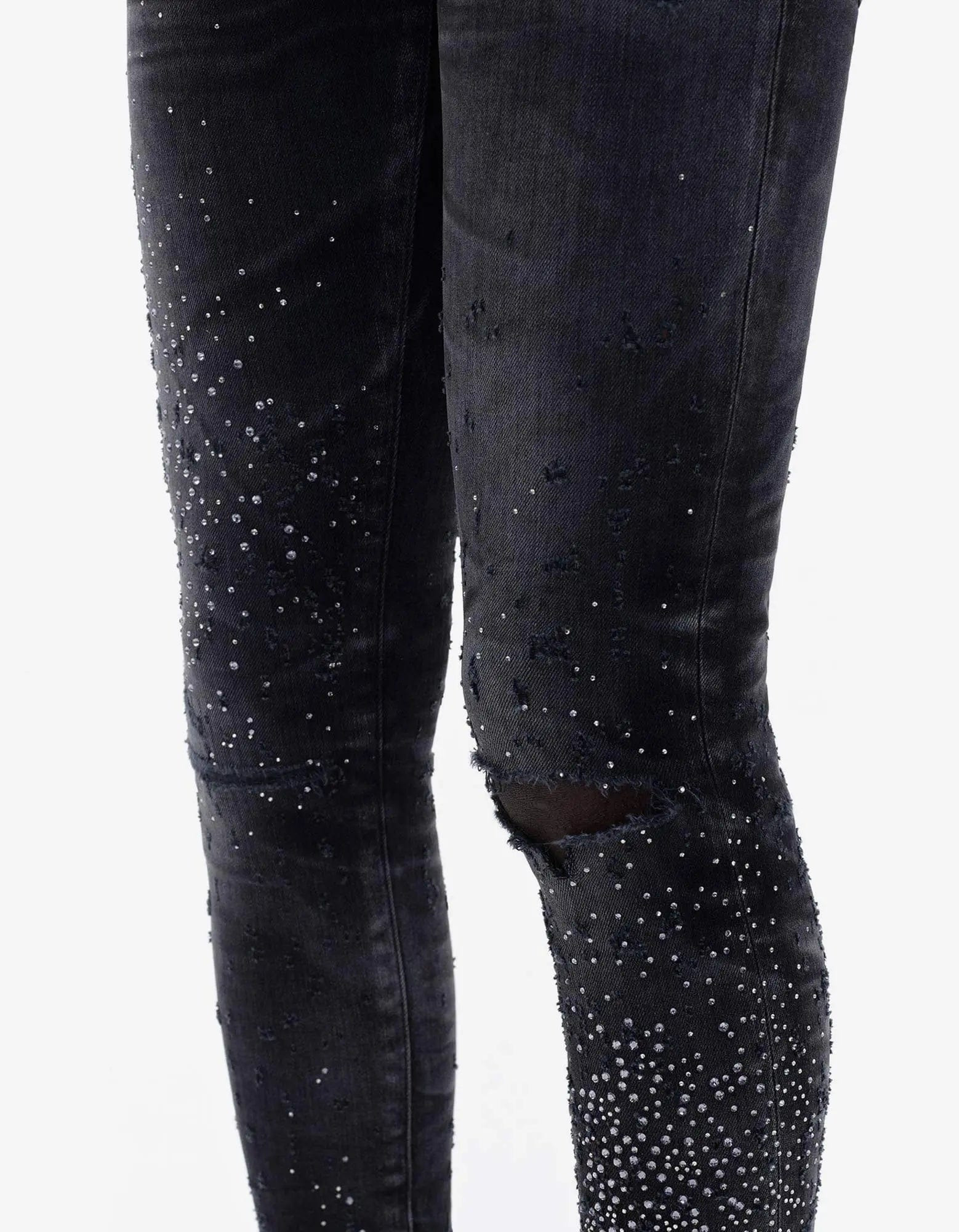 Amiri Jeans Black Crystal Shotgun - 3