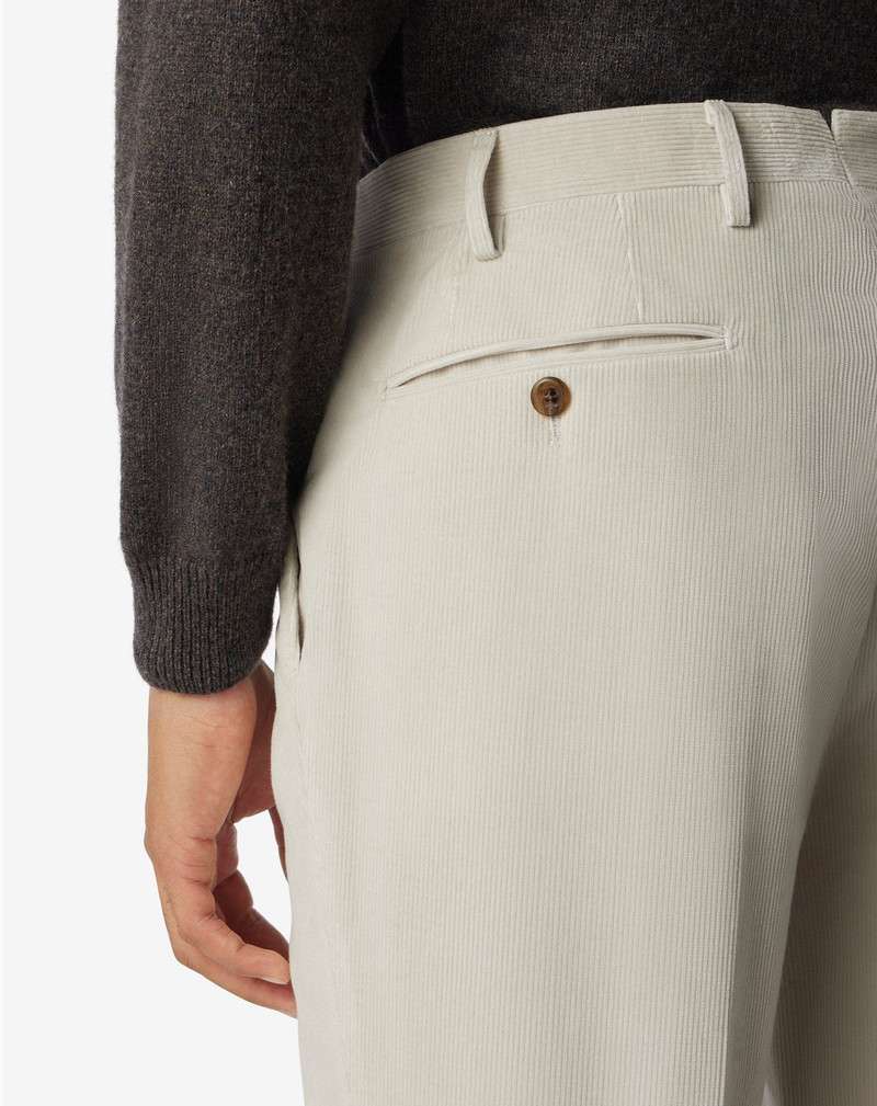White ribbed velvet 1 pleated trousers 5