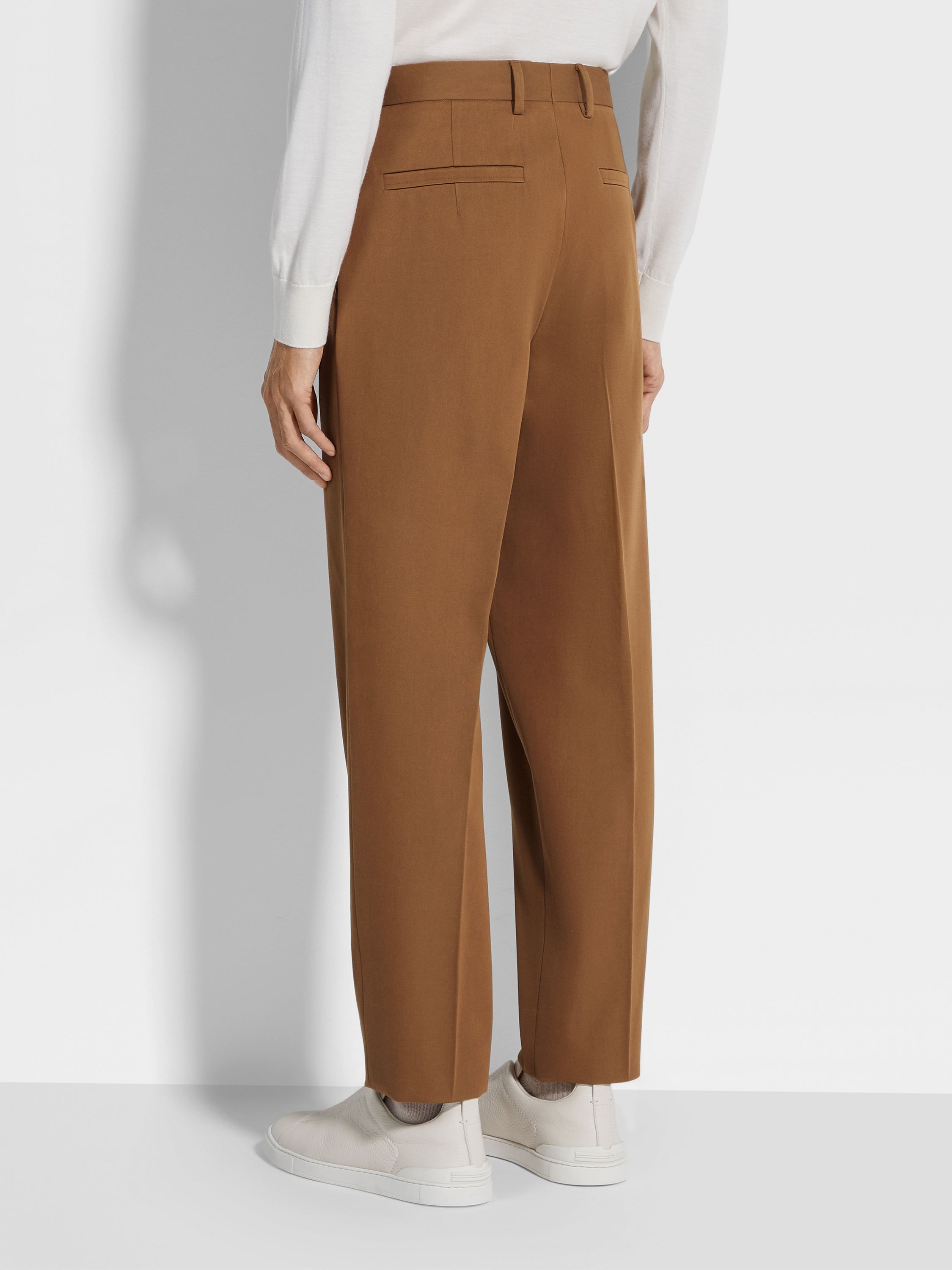DARK FOLIAGE COTTON AND WOOL PANTS - 6