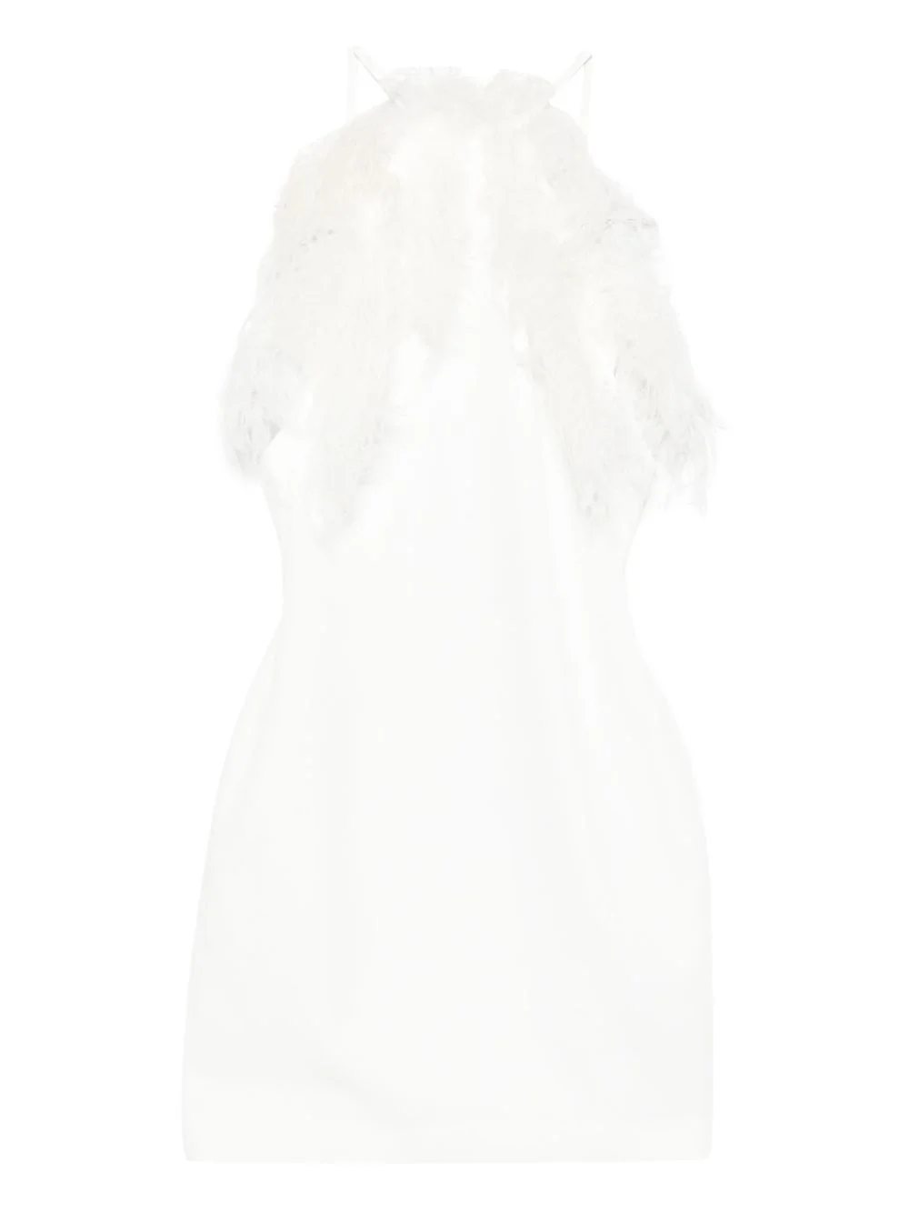 feather-trim mini dress - 1