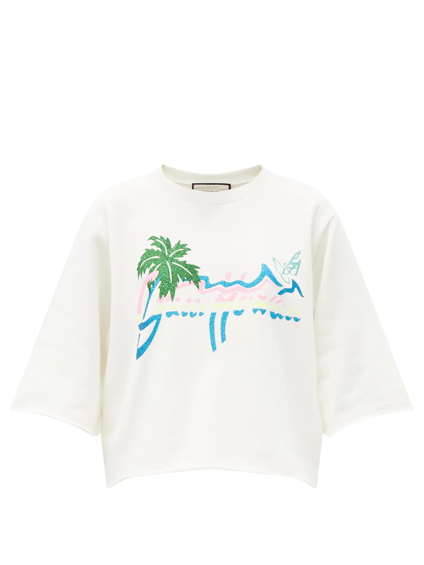 Glitter Hawaii-print cotton-jersey sweatshirt - 1