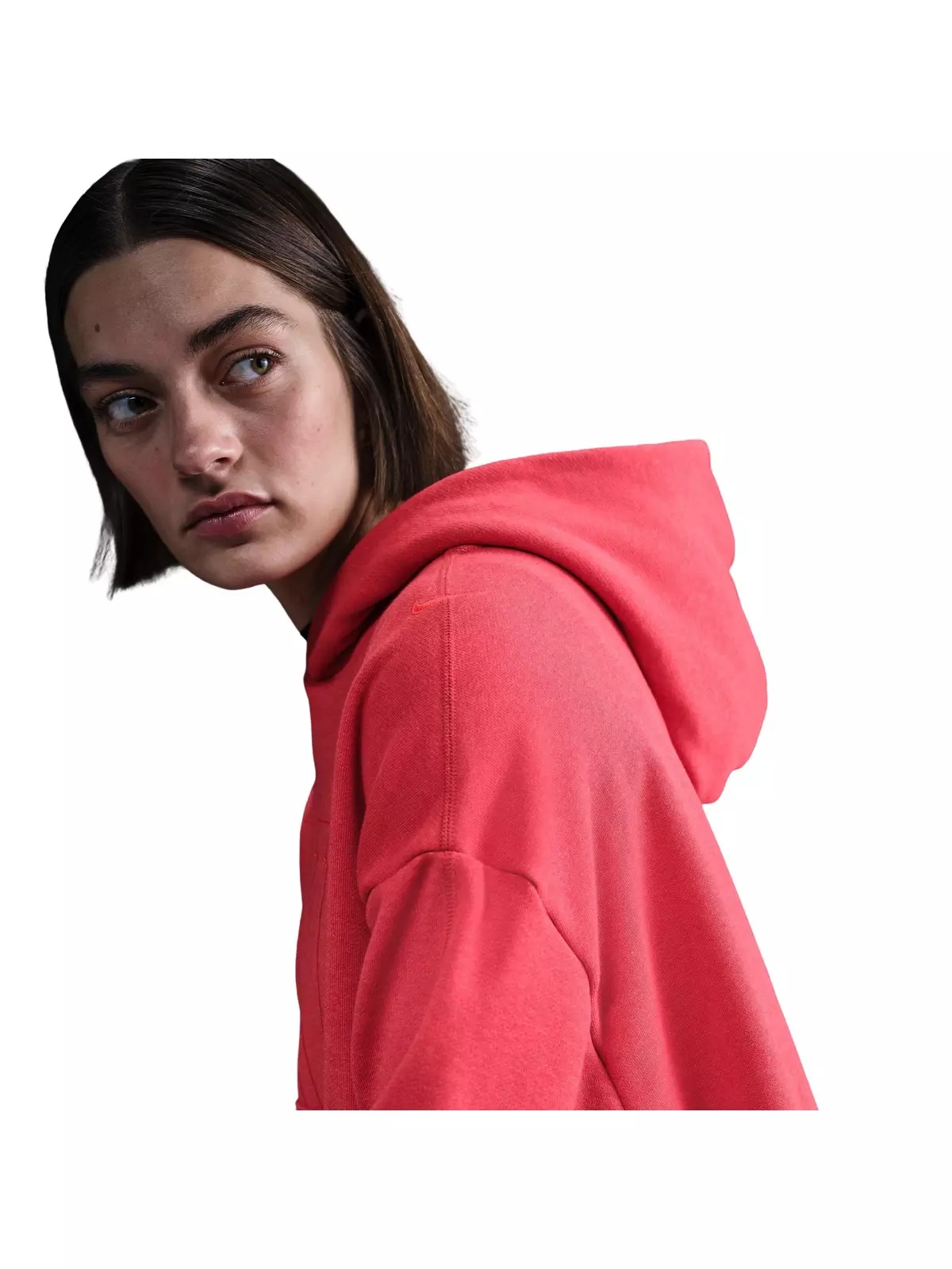 Women's Sportswear Over-Oversized French Terry Pullover Hoodie-Red - 2