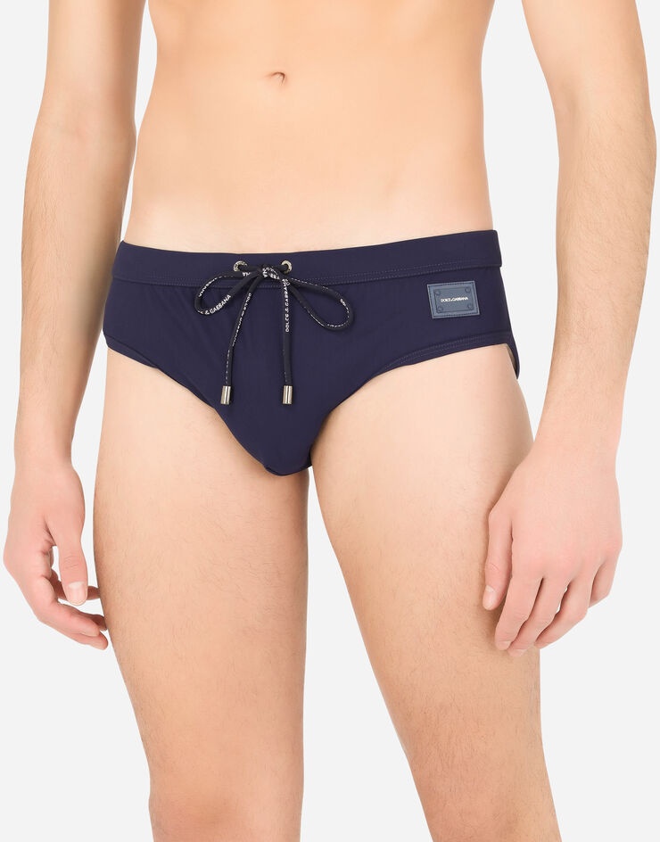 Swim briefs with high-cut leg and branded plate - 4