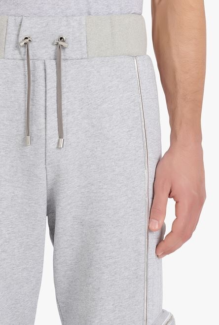 Gray and silvery cotton sweatpants with Balmain logo - 6