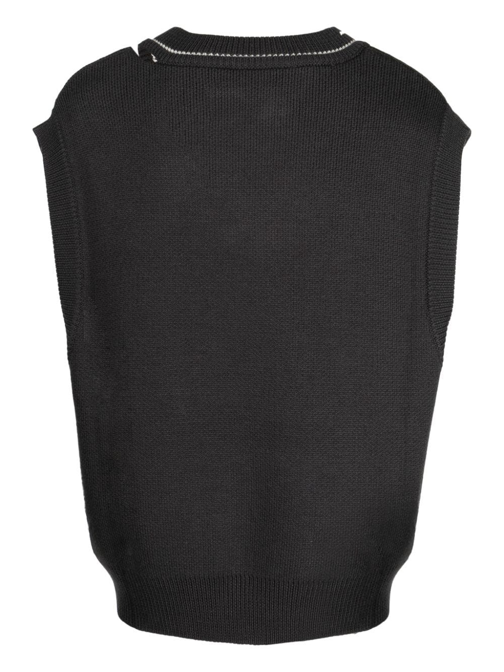 V-neck stripe-detailing vest - 2