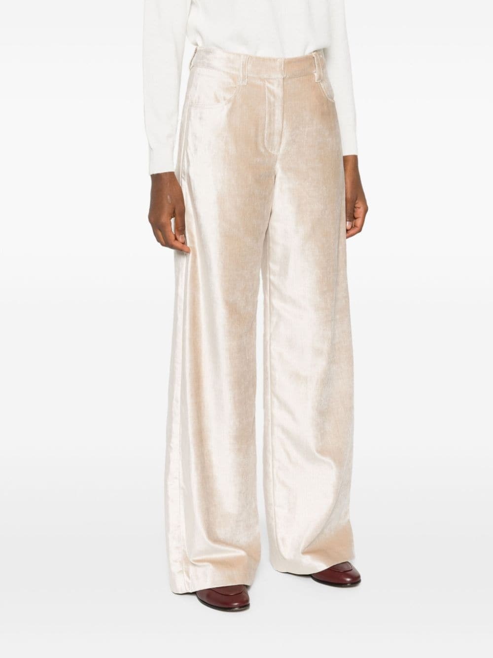 wide-leg velvet trousers - 3