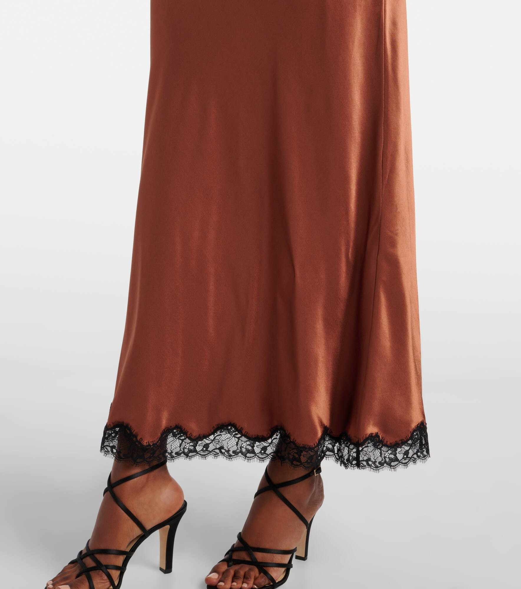 Harlan lace-trimmed satin midi dress - 5