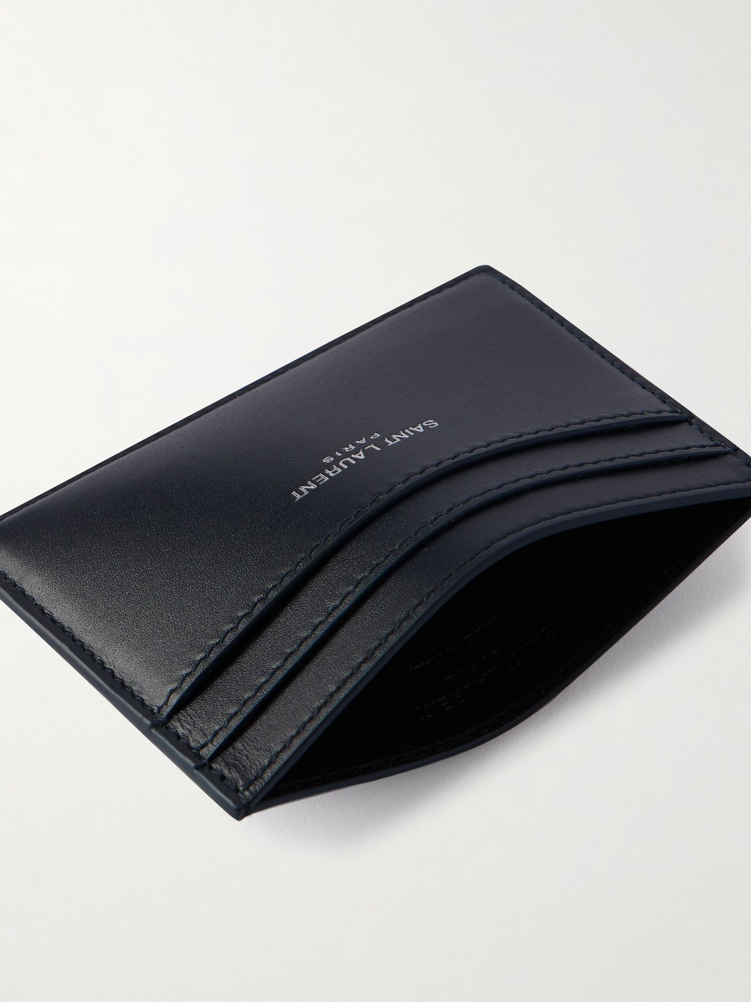 Logo-Print Leather Cardholder Navy - 4