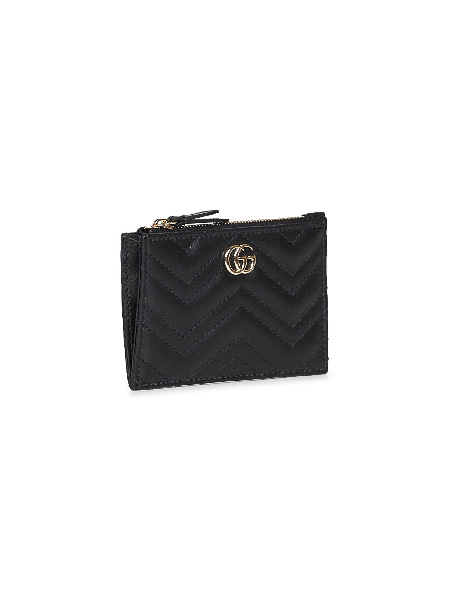 Gucci Women Black Gg Marmont Zip Key Pouch - 2