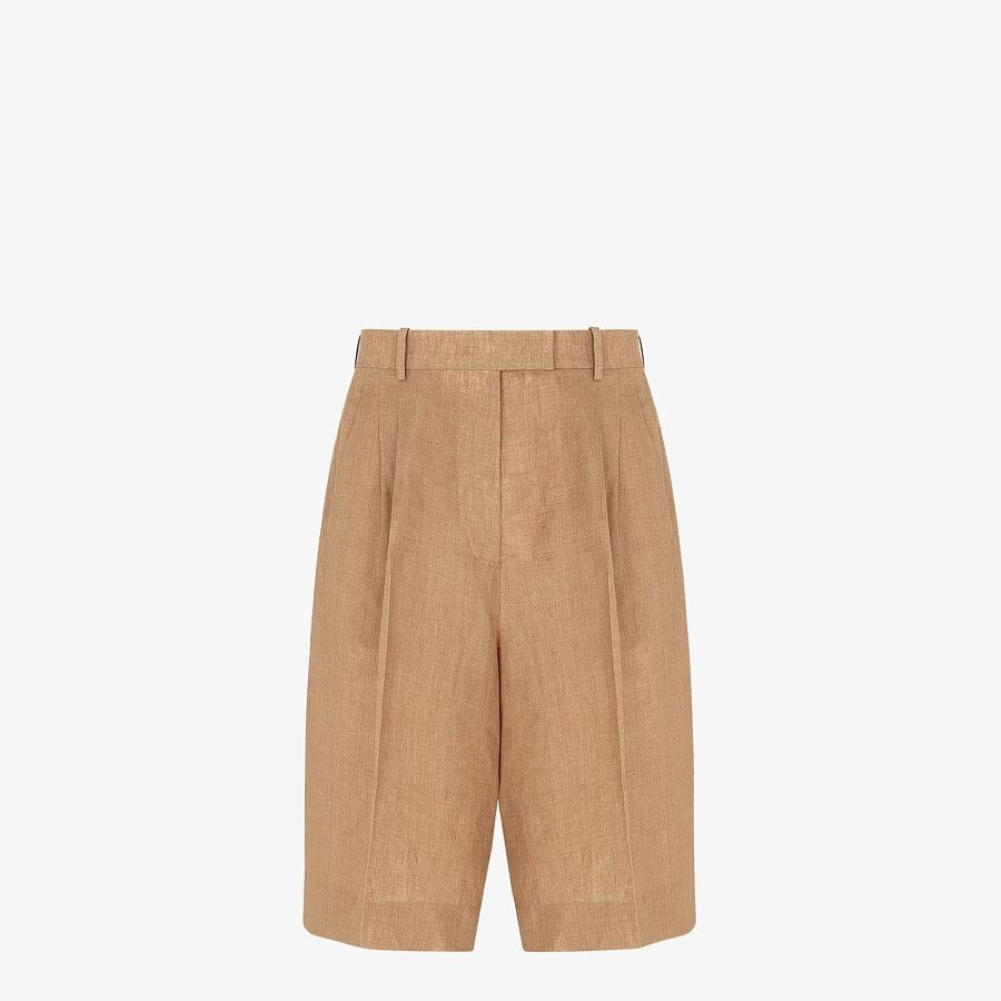 Beige linen Bermudas - 1
