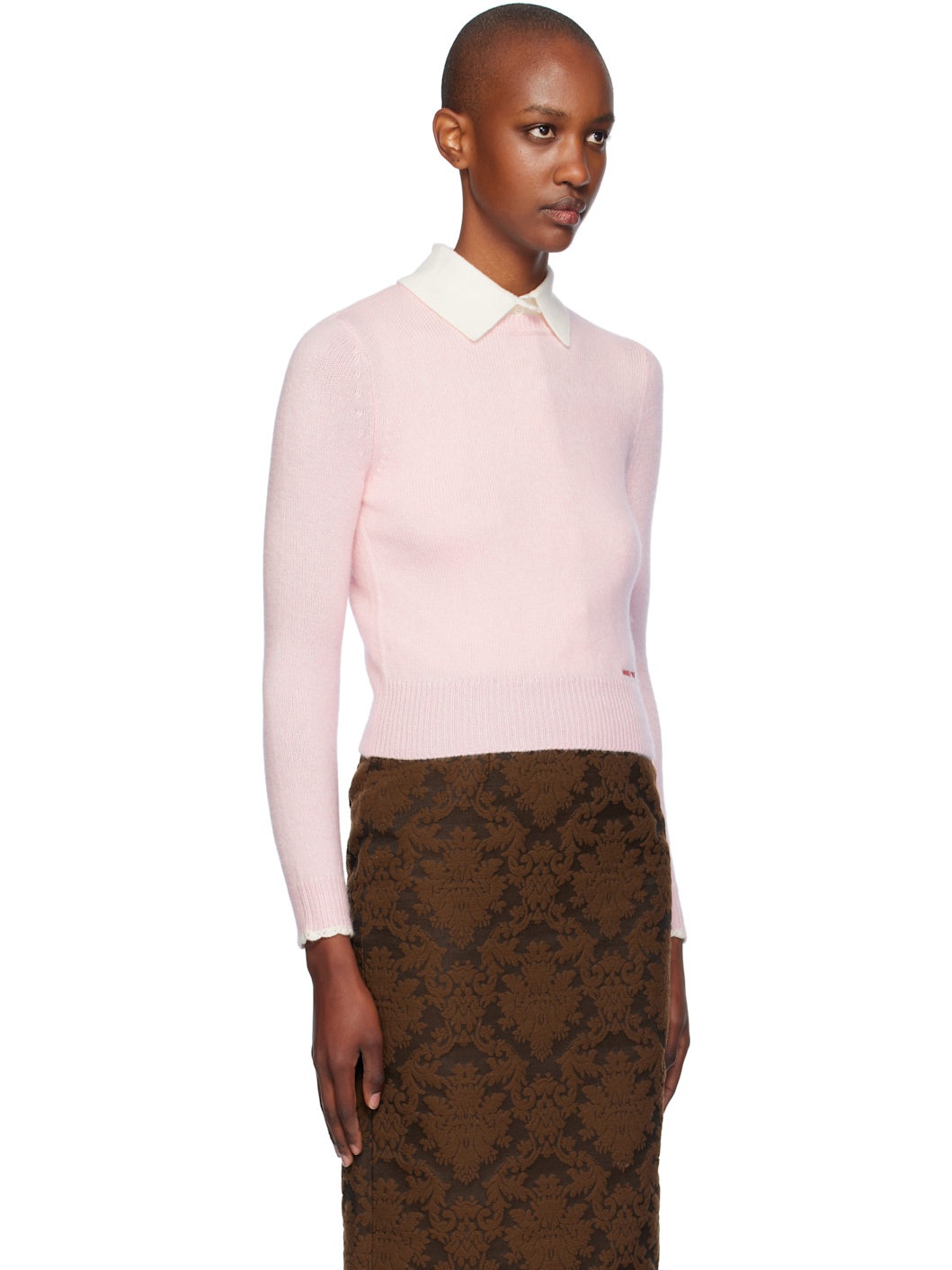 Pink Round-Neck Knit Sweater - 2
