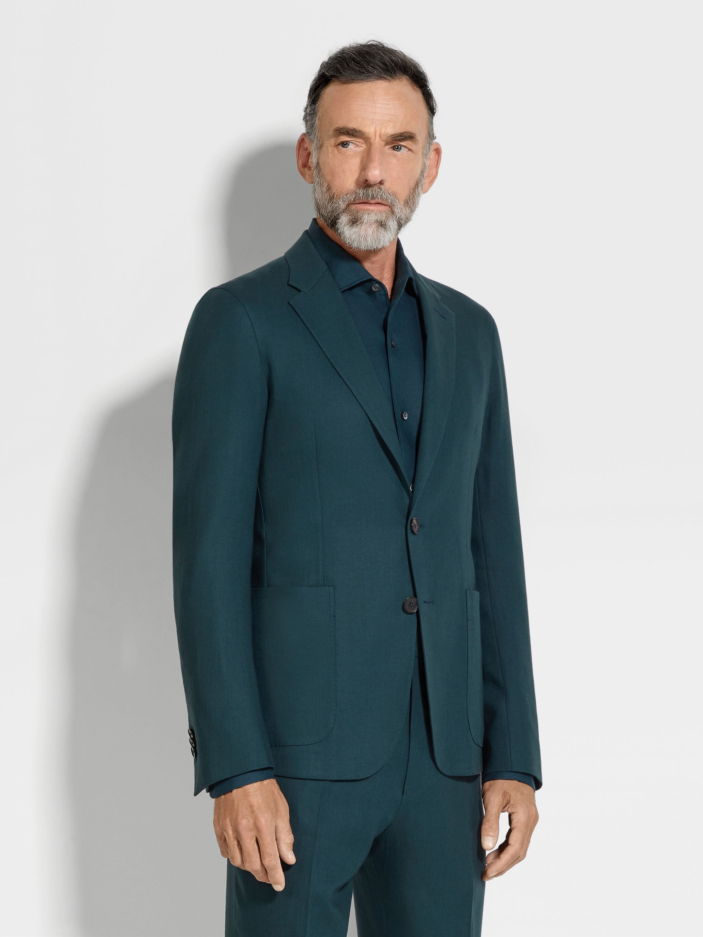 DARK TEAL BLUE OASI LINO SHIRT JACKET - 4