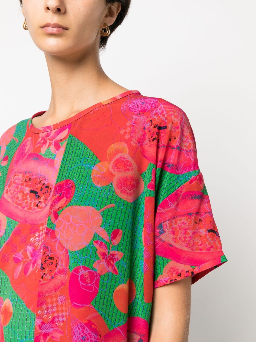 abstract-print silk T-shirt - 5